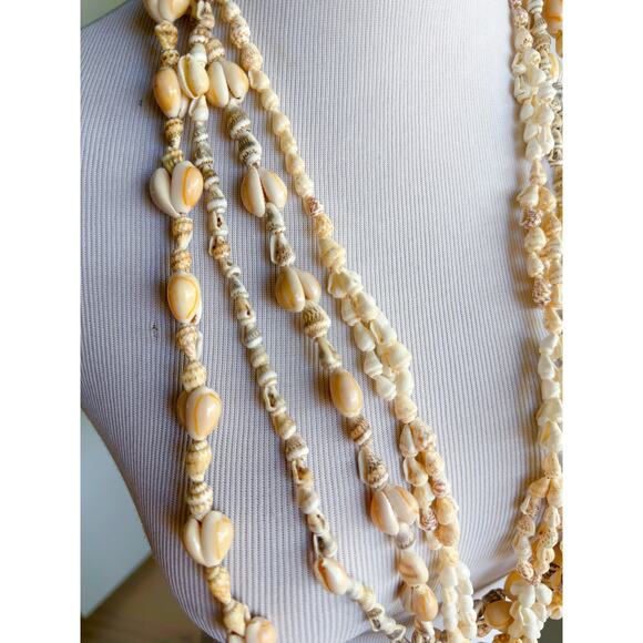 Set of 4 Seashell Long Strand Necklaces | Beachy Indie Vintage Boho Jewelry - Picture 3 of 8